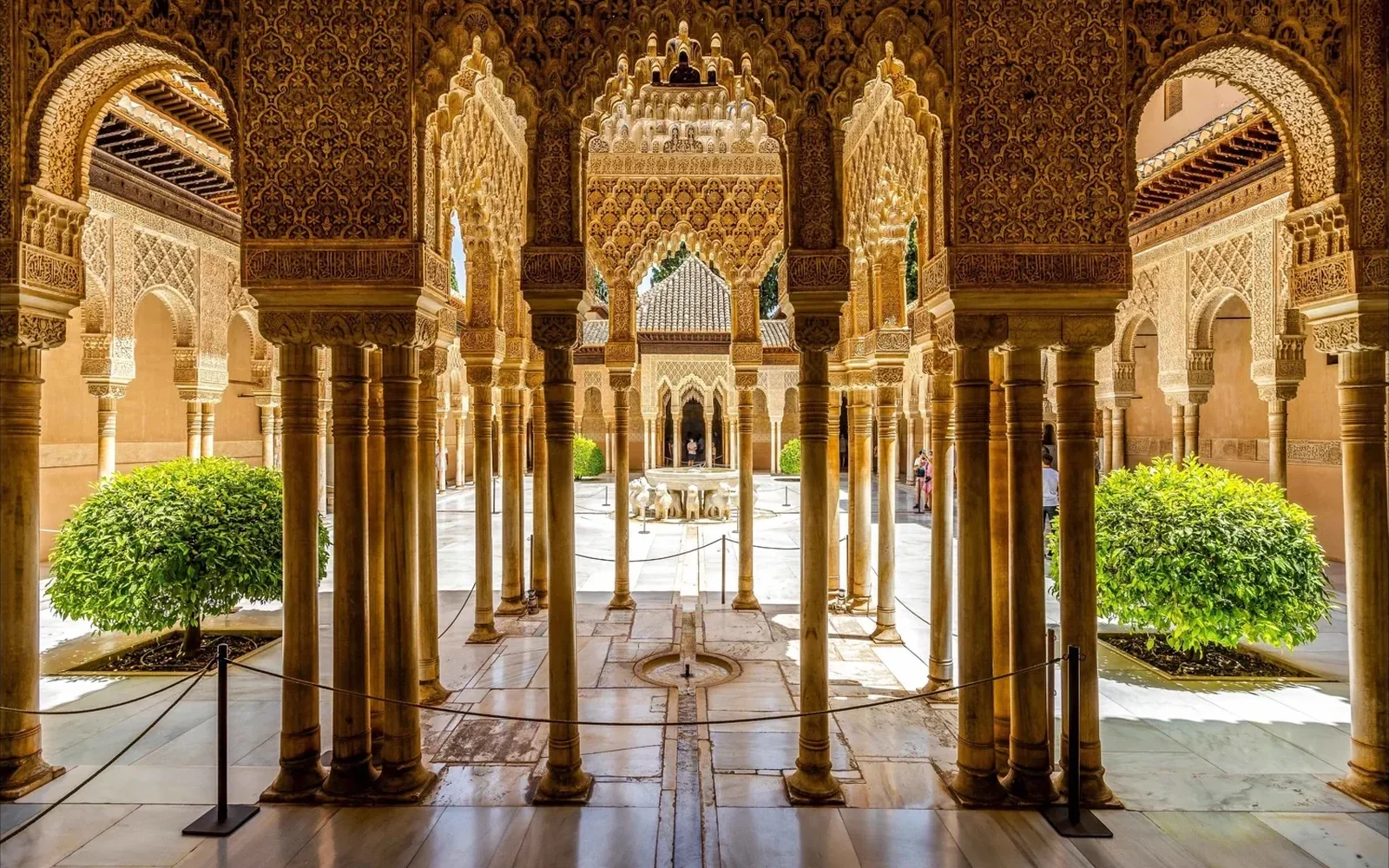 The arcaded courtyard of the Court of the Lions, Alhambra, Granada